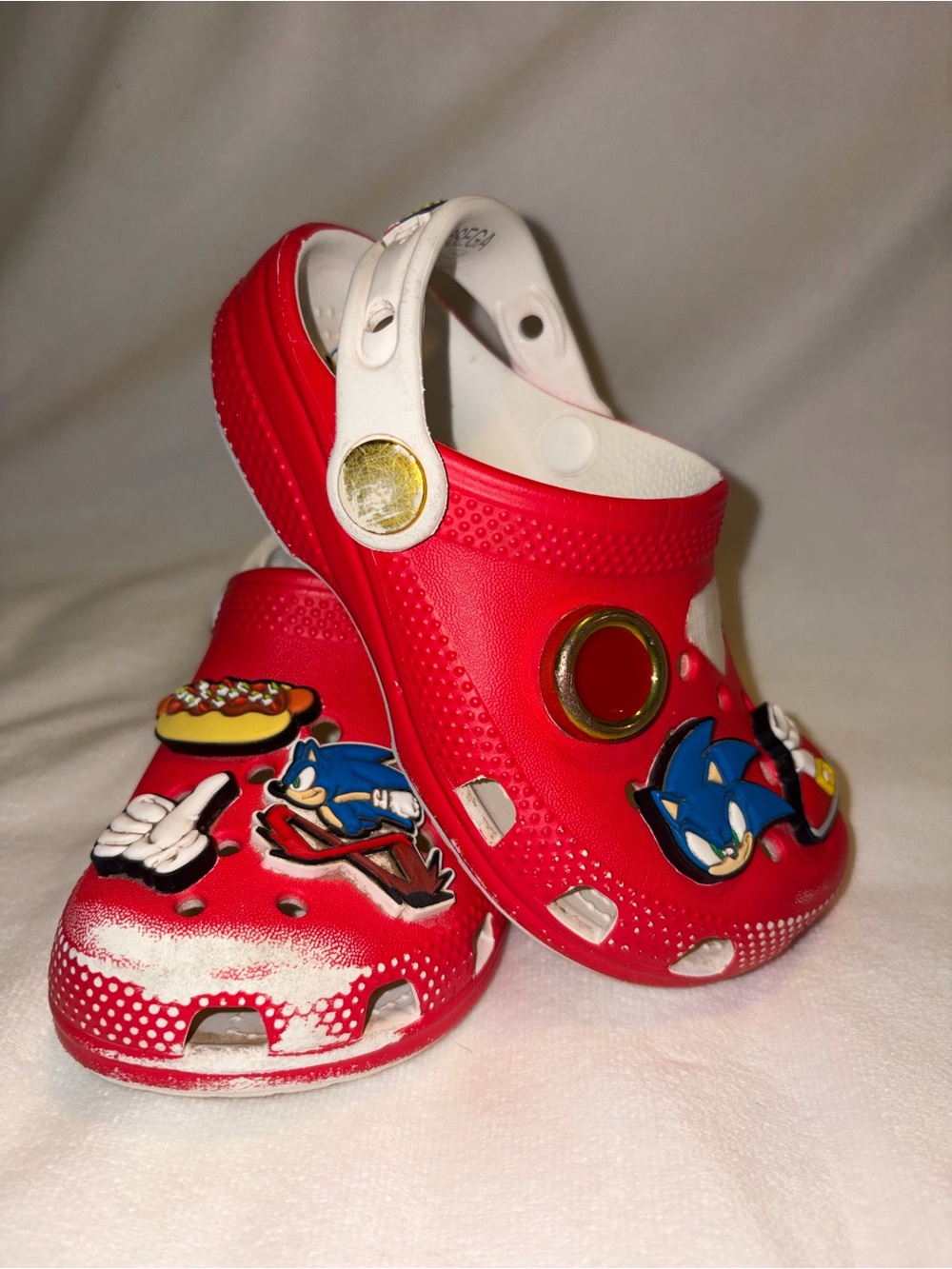 CROCS Kids Red Sonic Clogs with gems kid size 9
